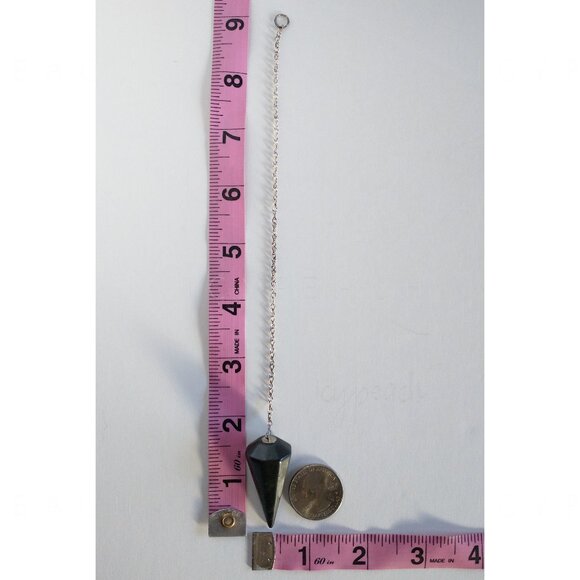 Black Tourmaline Crystal Pendulum Handmade Tumbled Hexagonal Cone Chakra Dowsing - Picture 7 of 11